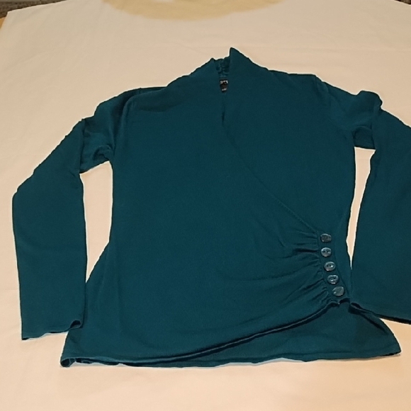 Apt. 9 Teal Button-Accent Wrap Blouse, Small, Very Pretty In VGC. - Picture 1 of 8